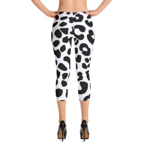 Black and White Leopard Capri Leggings