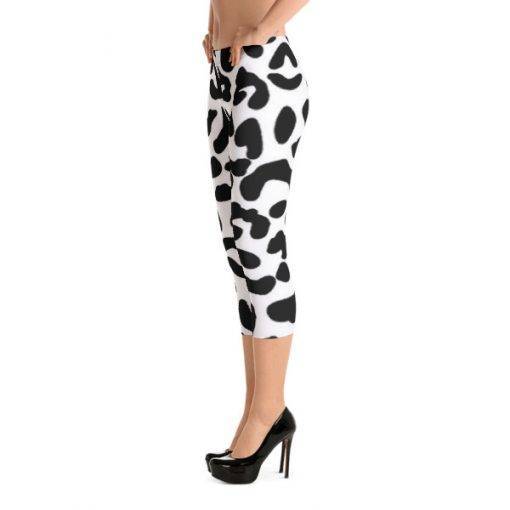 Black and White Leopard Capri Leggings