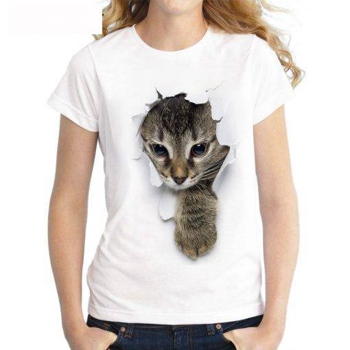 Charmed 3D Cat Print Women’s T-Shirt