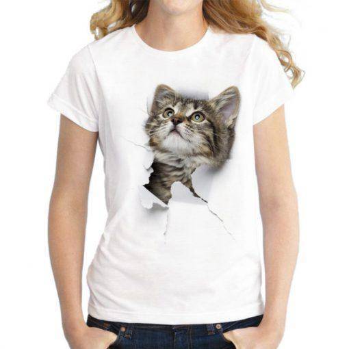 Charmed 3D Cat Print Women’s T-Shirt