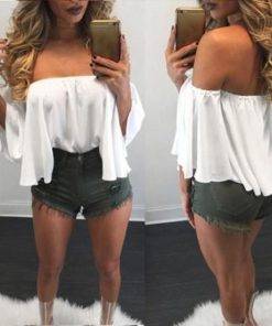 Off Shoulder Chiffon Casual Top