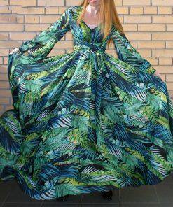 Vintage Tropical V Neck Maxi Dress