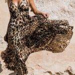 Sexy Bohemian Leopard Maxi Dress
