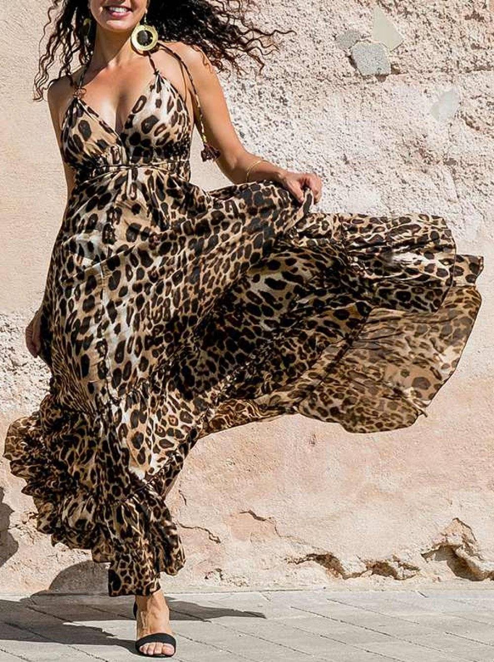 Платье леопард макси лето