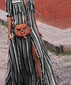 Women’s Striped Maxi Shirt Dress