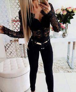 Elegant Lace Long Sleeve Bodysuit