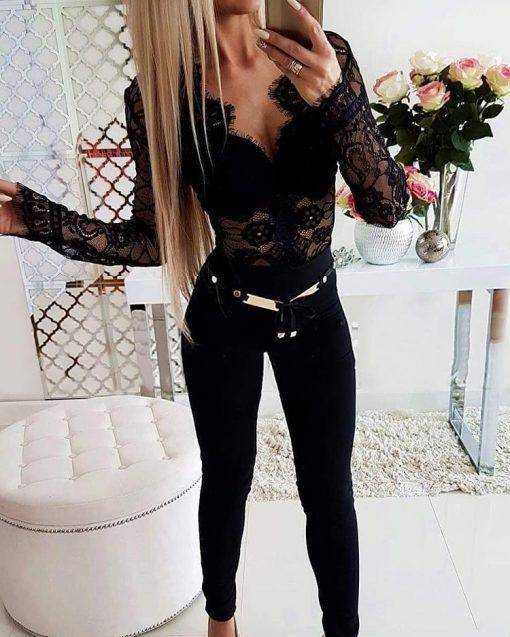 Elegant Lace Long Sleeve Bodysuit