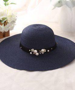 Women’s Pearl Beaded Broad Brim Sun Hats