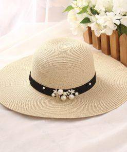 Women’s Pearl Beaded Broad Brim Sun Hats