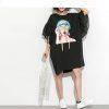 Cartoon Puff Mesh Sleeve Casual Black Dress