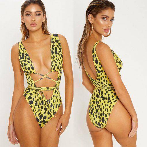 One Piece Serpentine Leopard Monokini Swimsuit