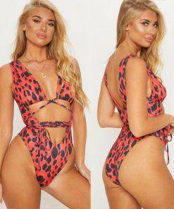 One Piece Serpentine Leopard Monokini Swimsuit