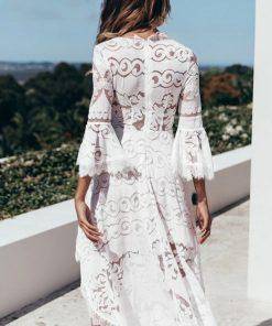 Sexy White Lace High Low Dress