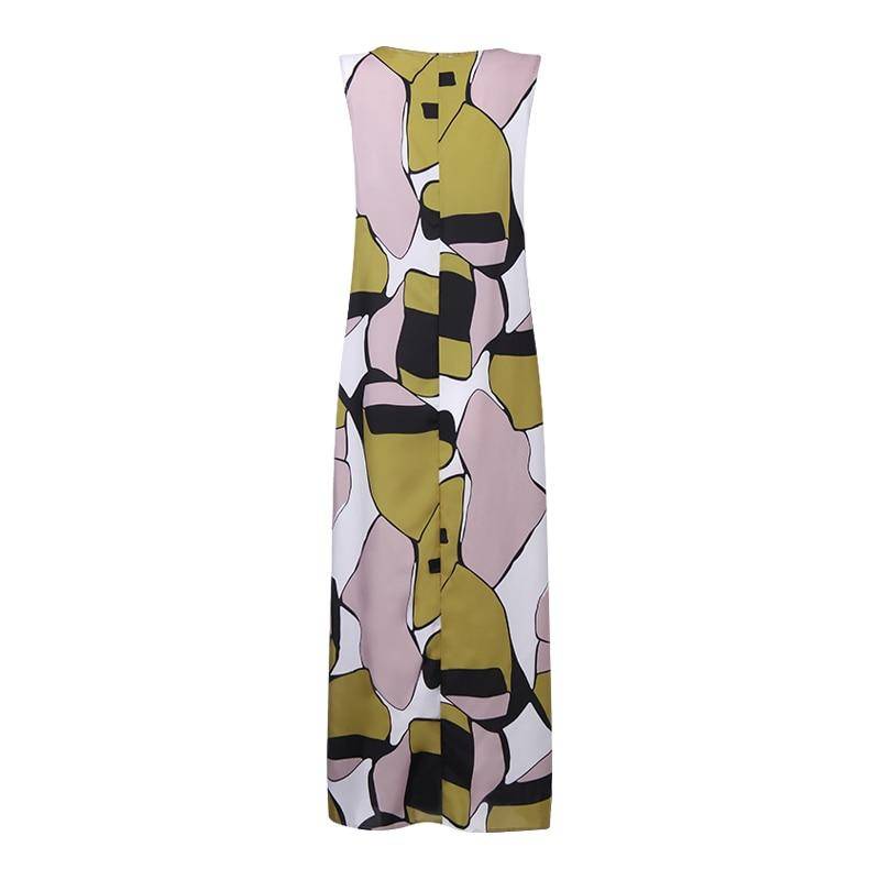 Printed V Neck Sleeveless Caftan Dress | Women's Fashion Clothing