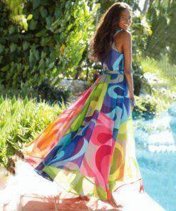 Bohemian Halter Colorful Chiffon Maxi Dress