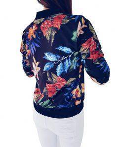 Retro Floral Print Zipper Casual Jacket