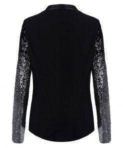 Silver Black Sequin Slim Blazer