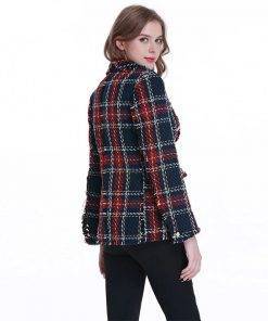 Double Breasted Plaid Tweed Blazer