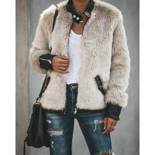 Faux Fur Jacket With Leather