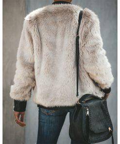 Patchwork Pocket Faux Fur Jacket