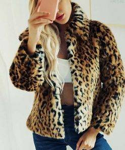 Elegant Faux Fur Leopard Coat