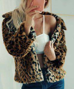 Elegant Faux Fur Leopard Coat