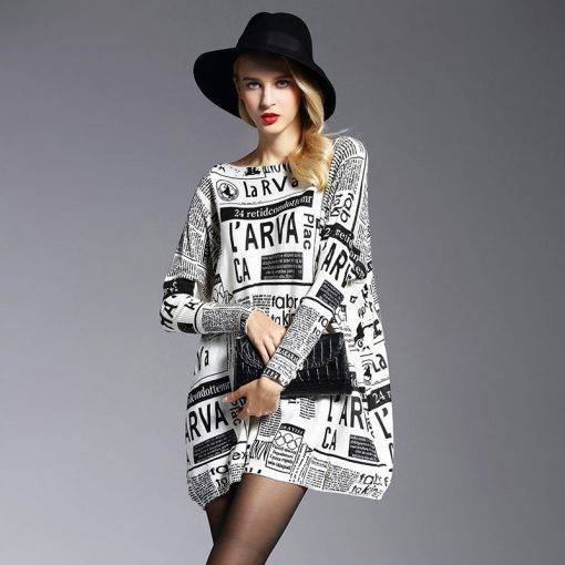 Letter Print Knitted Sweater