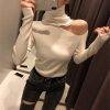 One Shoulder Turtleneck Knitted Sweater