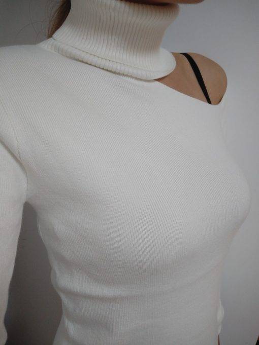 One Shoulder Turtleneck Knitted Sweater