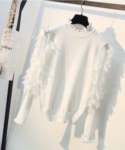 Ruffles Collar Flowers Sleeve Sweater