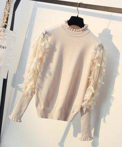 Ruffles Collar Flowers Sleeve Sweater