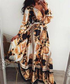 Vintage Boho Paisley Print Wrap Dress