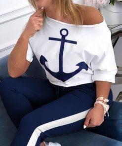 Boat Anchor Print Two Piece Set Tracksuit