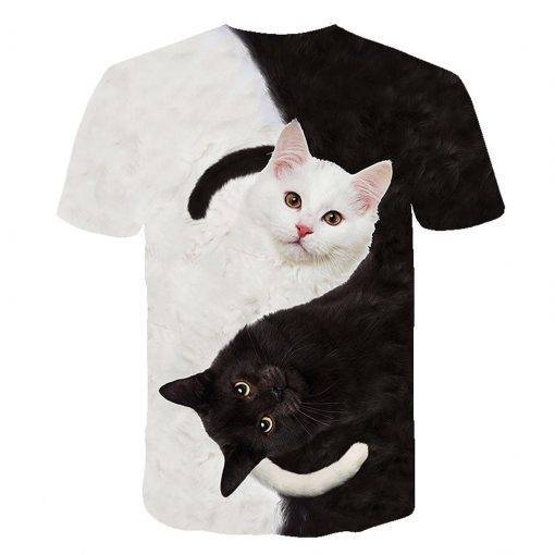 Funny 3D Two Cats Print T-shirt