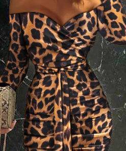 Off Shoulder Leopard Bodycon Dress