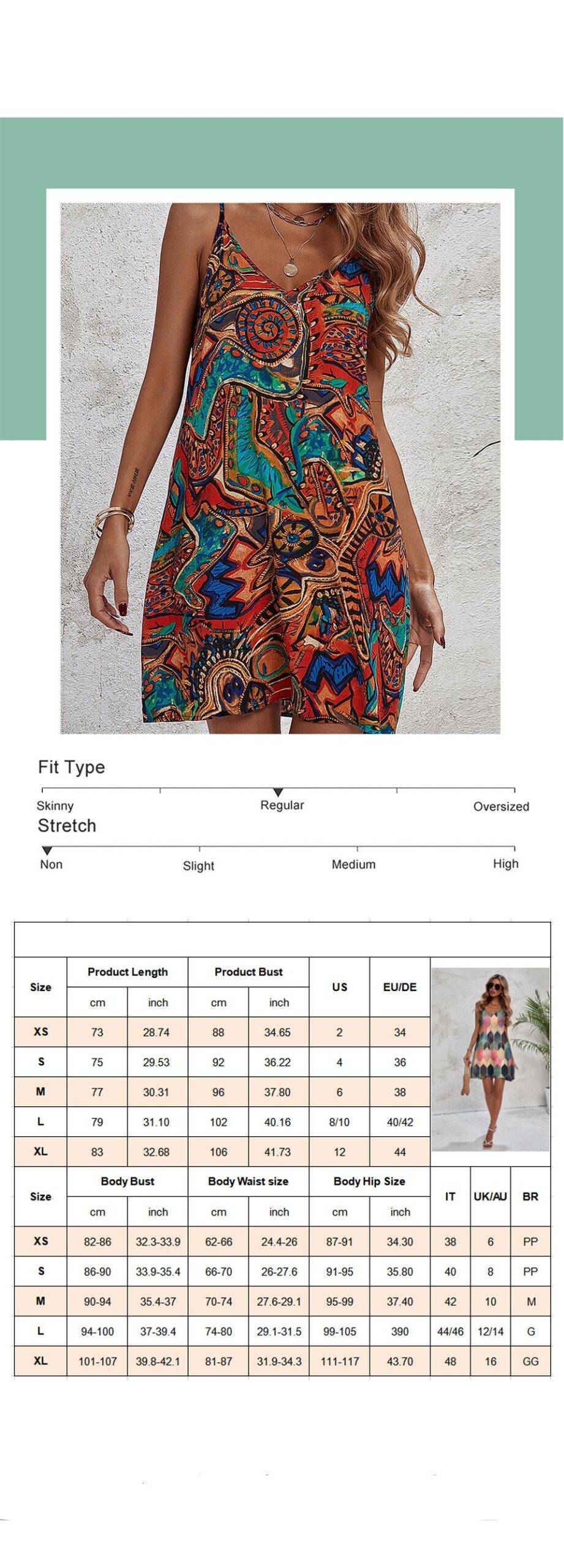Graphic Print V-Neck A Flare Cami Dress