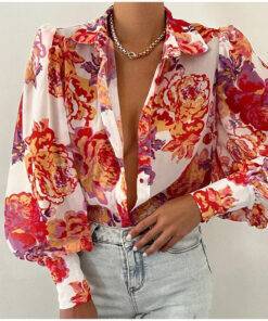 Floral Print Puff Sleeve Blouse