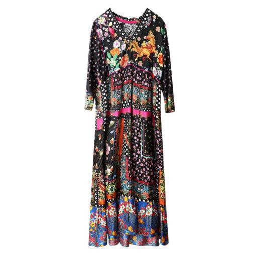 Bohemian Floral Horse Print Dress