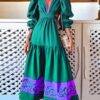 V-Neck Lantern Sleeves Hallow-Out Dress