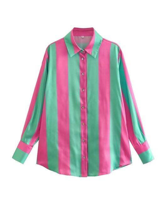Vintage Long Sleeves Striped Blouse