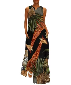 Giraffe Print Maxi Dress: Summer, Boho Beach