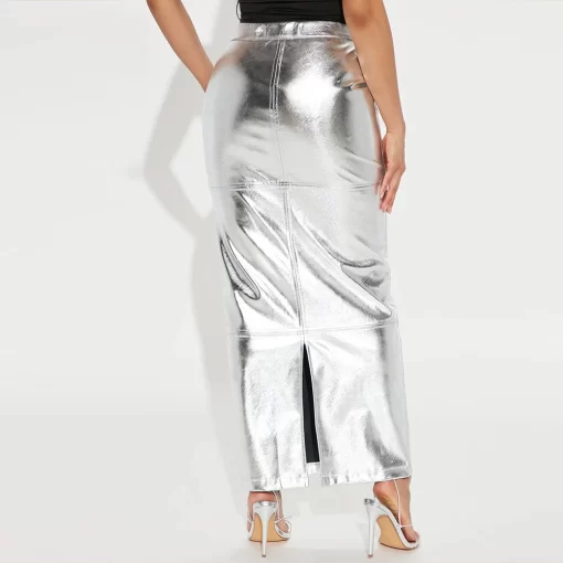 High Waist Metallic Skirt