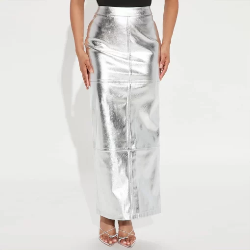 Metallic Silver Skirt