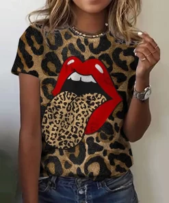 Red Hot Lips: Leopard Print T-Shirt