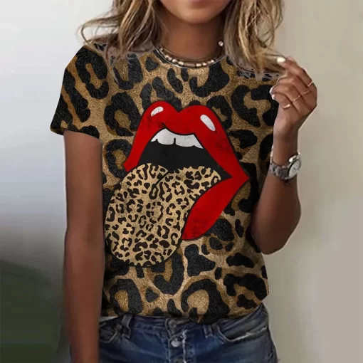 Red Hot Lips: Leopard Print T-Shirt